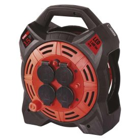   Kábeldob 4 aljzat 15 méter 1,5 mm² vezetékkel LED fényvisszaverővel fekete Emos