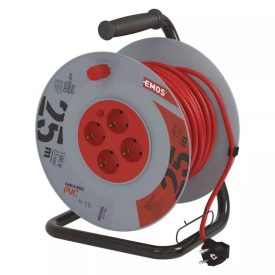   Kábeldob 4 aljzat 25 méter 2,5 mm² vezetékkel fekete Emos