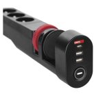 Hármas elosztó + 2 USB 1,5 méter 1,5 mm² vezetékkel fekete Emos