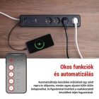 Négyes elosztó 2 méter 1,5 mm² vezetékkel fehér-fekete USB GoSmart Emos