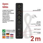 Négyes elosztó 2 méter 1,5 mm² vezetékkel fehér-fekete USB GoSmart Emos