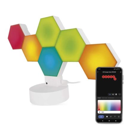 GoSmart LED asztali lámpa Hexagon fehér 6 részből álló RGBIC dimmelhető Wi-Fi Emos