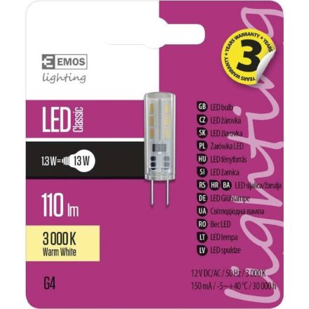 1,3W 3000K G4 LED fényforrás Emos