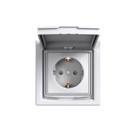 Asfora 2P+F dugalj gyermekvédelemmel csapfedeles IP44 fehér Schneider 