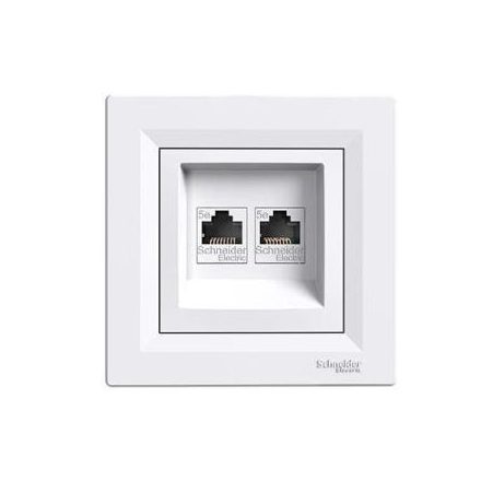 Asfora 2xRJ45 Cat5e UTP aljzat fehér Schneider 