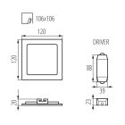 6W 4000K IP44/20 szögletes LED panel Kanlux