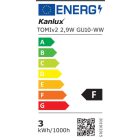 2,9W 3000K 100° GU10 LED fényforrás Kanlux