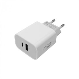   Ecolight 20 W-os USB-C + USB-A fali töltő, fehér, gyorstöltéssel Ledmaster