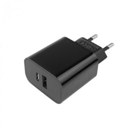   Ecolight 20 W-os USB-C + USB-A fali töltő, fekete, gyorstöltéssel Ledmaster
