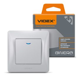  Videx Binera jelzőfényes ezüst színű süllyesztett egypólusú kapcsoló (101) (20/120) Ledmaster