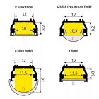 Uni12 eloxált LED profil Topmet