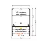 COMBO30-01 ACDE-9 2000 fekete LED profil Topmet