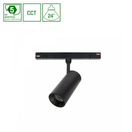 SYSTEM SHIFT CCT - SPOT S/M OPRAWA NA SZYNOPRZEWÓD 45x100x143mm 7W 24ST CZARNY5 LAT GW SpectrumLED